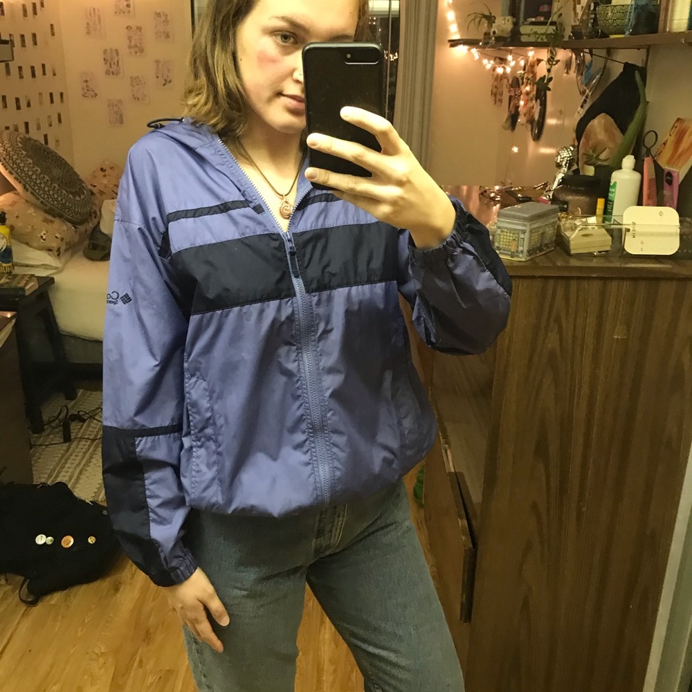light purple columbia windbreaker medium